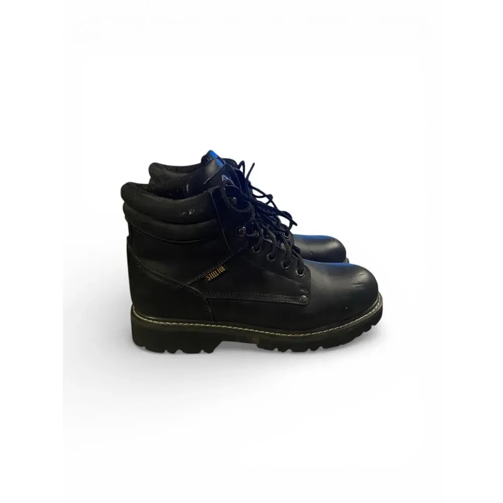 Workload Work Boots Men's 10 Black Leather Ankle Shoes Sip Oil Resist